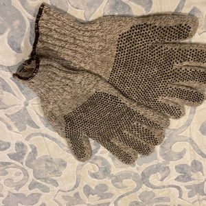 Winter knit gloves with suede patch t nylon pocket